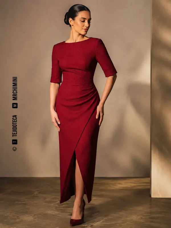 Cuerpo de vestido confeccionado en tabinete burdeos