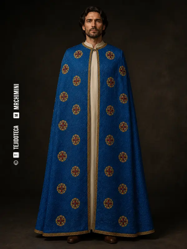 Manto ceremonial confeccionado en samito