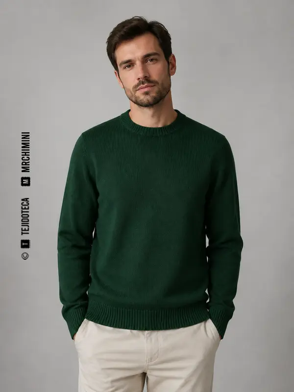 Jersey verde oscuro de punto cerrojillo