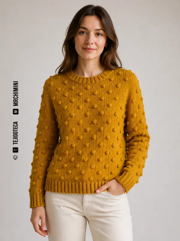 Jersey color mostaza de punto garbanzo