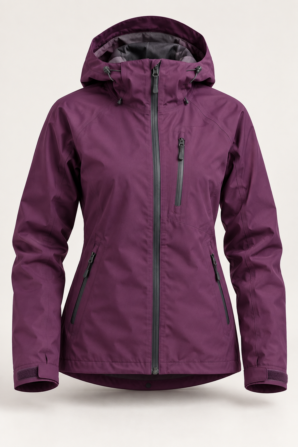 Chaqueta morada de protección para exterior, recreación ilustrativa Chaqueta morada de protección para exterior, recreación ilustrativa