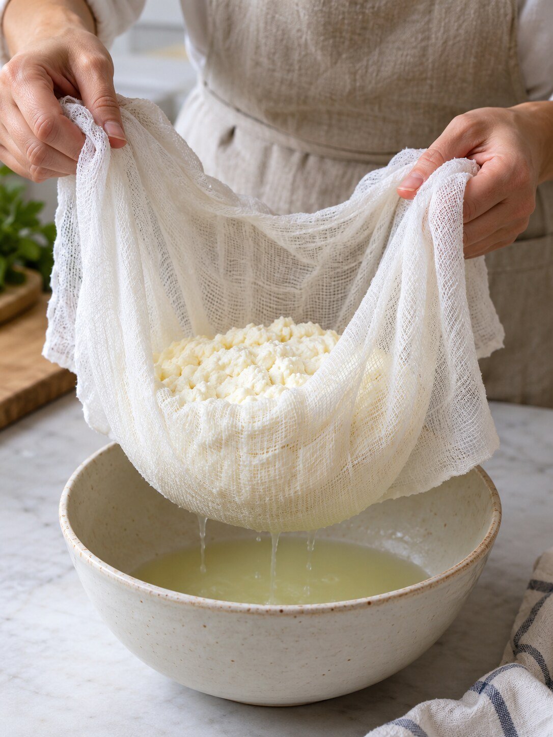 Ejemplo ilustrativo de cheesecloth empleado para filtrar en cocina