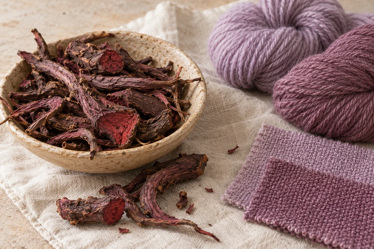ALCANNA U ORCANETA · TEJIDOTECA Alcanna u orcaneta: materia tintórea y muestras textiles orientativas — TEJIDOTECA