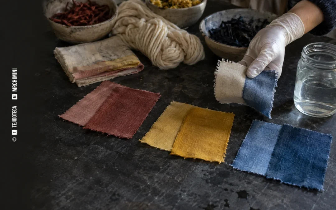 Comparación de muestras textiles de tintes naturales antes y después de la exposición — TEJIDOTECA