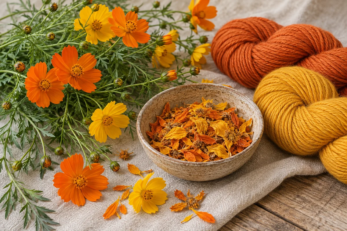 COSMOS AMARILLO · TEJIDOTECA Cosmos amarillo: materia tintórea y muestras textiles orientativas — TEJIDOTECA