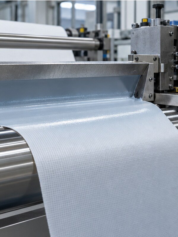 Aplicación industrial de una pasta de recubrimiento textil mediante cuchilla