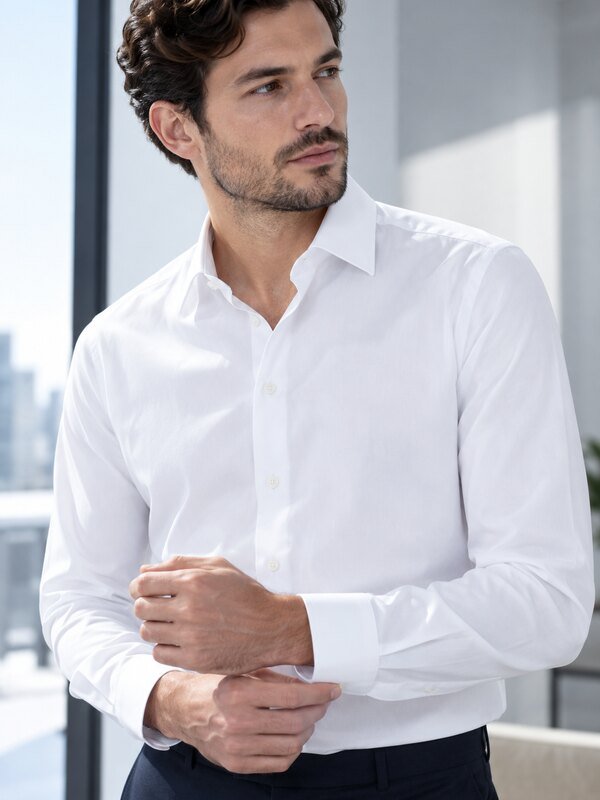 Camisa blanca con elevada blancura visual