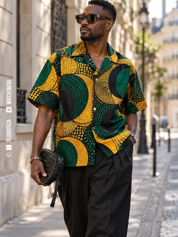 Representación ilustrativa: camisa de estampado original de estilo wax