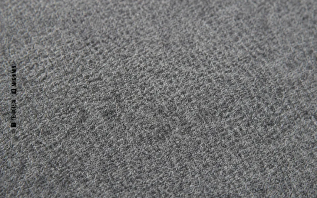 Detalle macro de un tejido después del acabado de perchado
