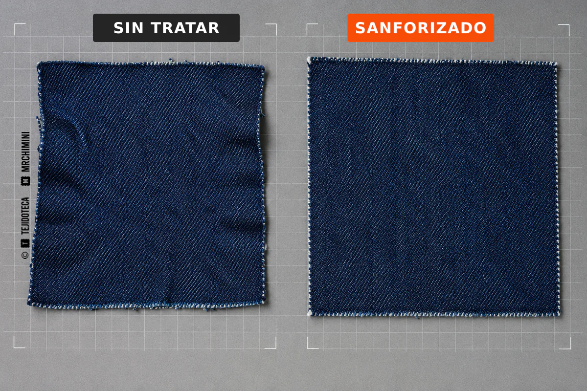 Comparación dimensional de un tejido sin sanforizar y sanforizado