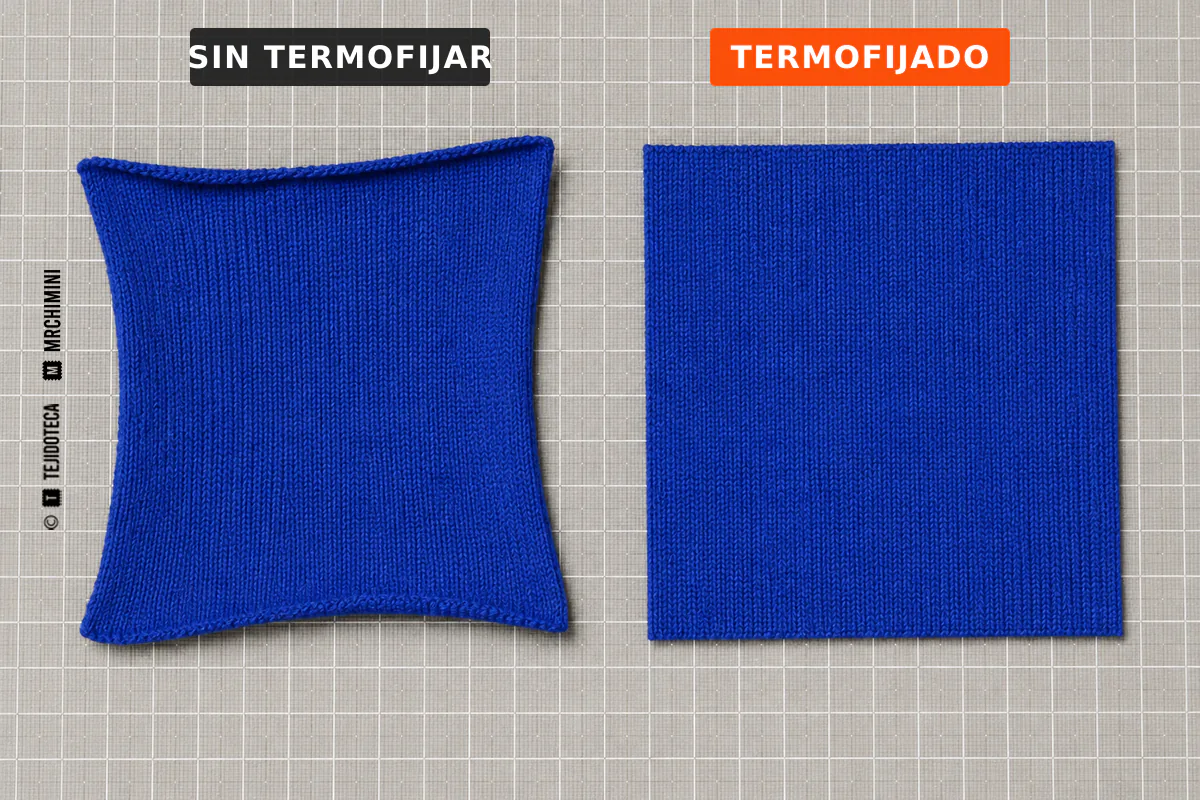 Demostración de estabilidad dimensional antes y después del termofijado